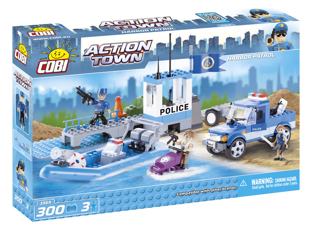 COBI Action Town herbor PATROL 300 klocków 3 figurki 